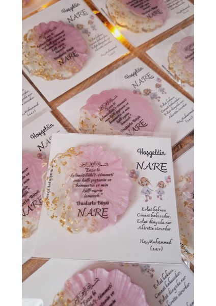 Sevgiliatolyemm Kartlı Pembe Epoksi Magnet 10 Adet Doğum Günü Hoşgeldin Bebek Hediyelikleri