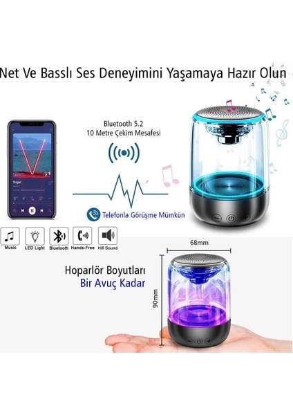 Magıcvoıce MV-24696 600 Mah Taşınabilir Rgb Mikrofonlu Aux/tf/bluetooth 3 W Hoparlör Speaker (Beyaz)