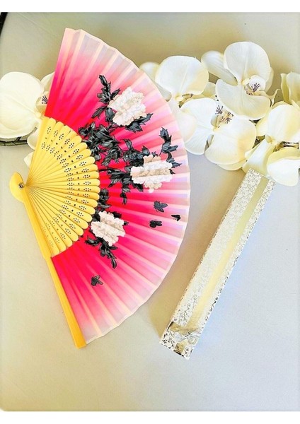 - Bambu Lüks Yelpaze Pembe - Beyaz modelleri