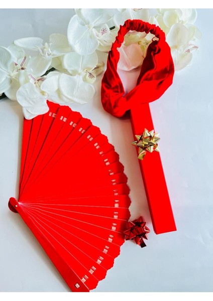 - Kırmızı Yelpaze Paraşüt Bandana ile