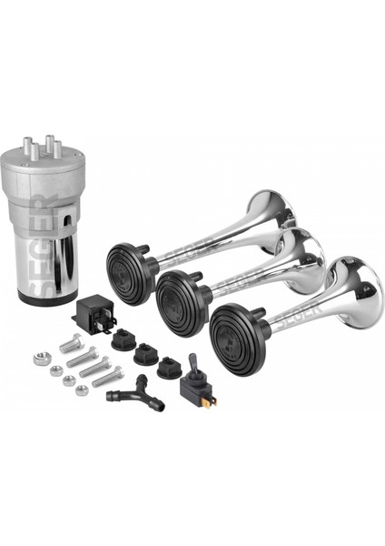 Seger Kompresörlü Korna 12V, Kırmızı Renkli Plastik Borulu Melodili fiyatları