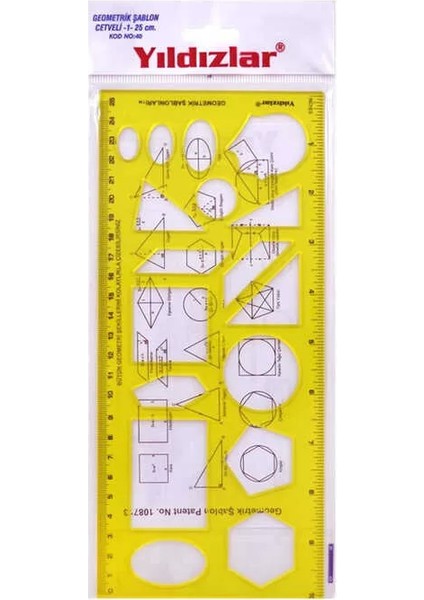 Geometrik Şablon Cetvel 25 cm