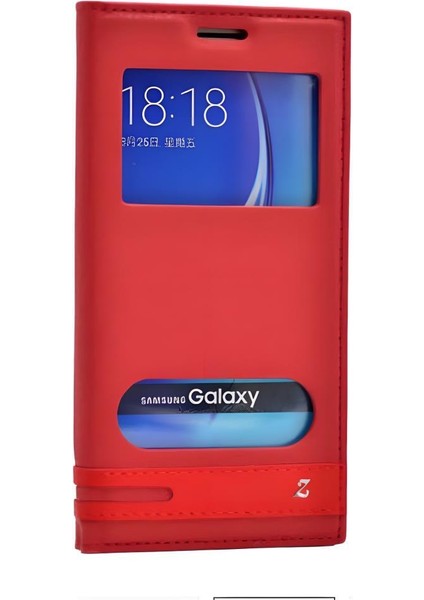 Galaxy C7 / C7 Pro Kılıf Elite Pencereli Kapaklı Suni Deri Kılıf