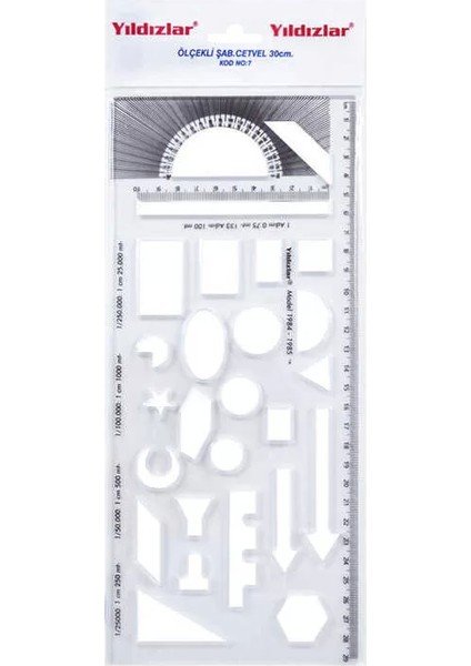 Ölçekli Şablon Cetvel 30 cm