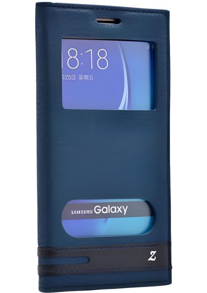 Galaxy C7 / C7 Pro Kılıf Elite Pencereli Kapaklı Suni Deri Kılıf