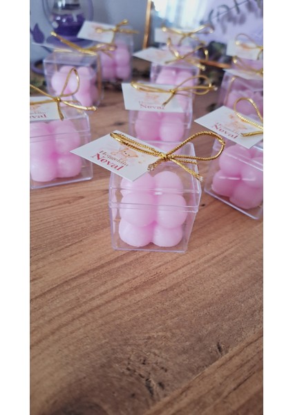 Sevgiliatolyem Mika Kutulu Pembe Bubble Mum 10 Adet Doğum Günü Bebek Hediyelikleri
