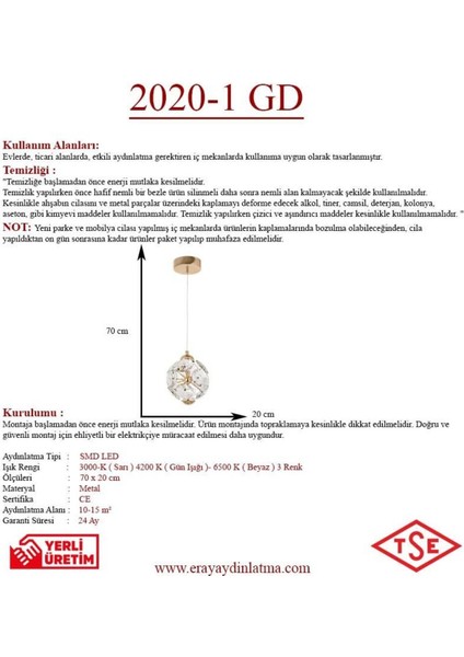 2020-1 Gd Tekli Sarkıt LED Avize modelleri