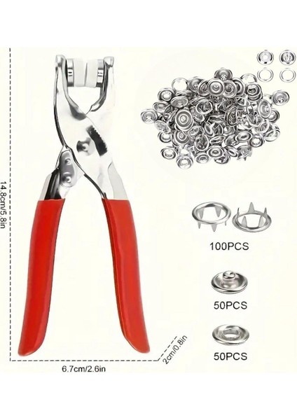 Metal 200 Pcs Çıtçıt ve Pense Seti Makinesi Bebek Elbise Çıtçıt Montaj Seti