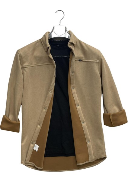 Cafes Uzun Kol Slim Fit Erkek Süet GÖMLEK-6960