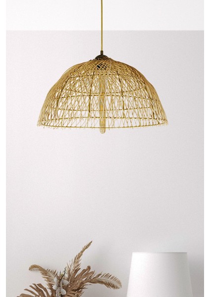 Rattan, Bambu, Hasır Sarkıt Avize Çap: 50 cm Yükseklik: 25 cm