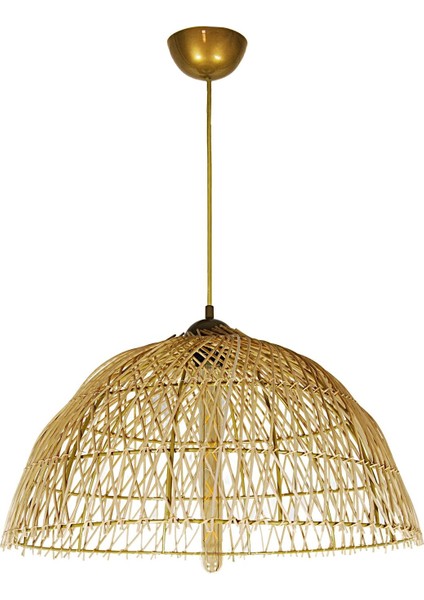 Rattan, Bambu, Hasır Sarkıt Avize Çap: 50 cm Yükseklik: 25 cm