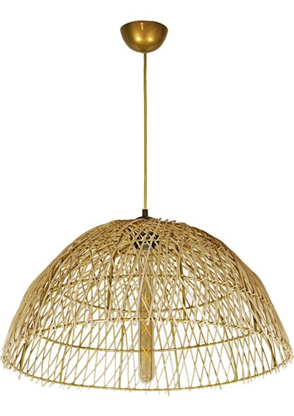 Rattan, Bambu, Hasır Sarkıt Avize Çap: 50 cm Yükseklik: 25 cm