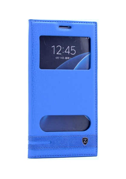 Galaxy C7 / C7 Pro Kılıf Elite Pencereli Kapaklı Suni Deri Kılıf
