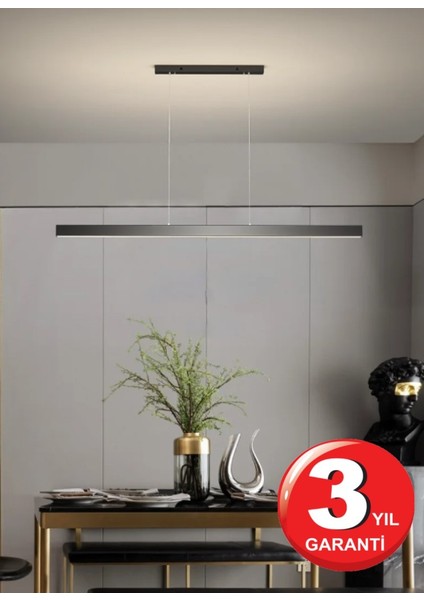 Lineer 120CM Siyah Kasa Sıcak Beyaz Işık 4000K Ledli Sarkıt Modern LED Avize, Salon, Mutfak, Masa Üstü Avize Aydınlatma