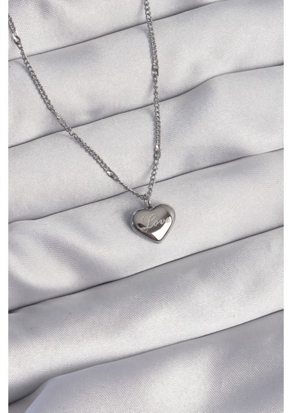 316L Çelik Gümüş Renk Kalp Model Love Kolye - TJ-BKO8932
