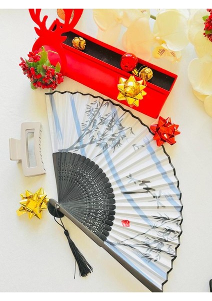 - Mavi Desenli Şık Yelpaze Özel Hediye Kutusu Ile