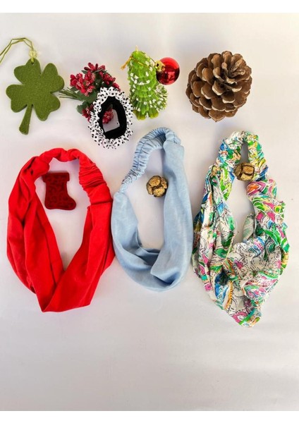 - Renkli Penye Lastikli Pamuklu Paraşüt Bandana 3 Adet modelleri