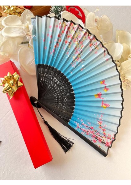 - Mavi Desenli Şık Yelpaze Parlak Paraşüt Bandana Özel Hediye Kutusu Ile modelleri