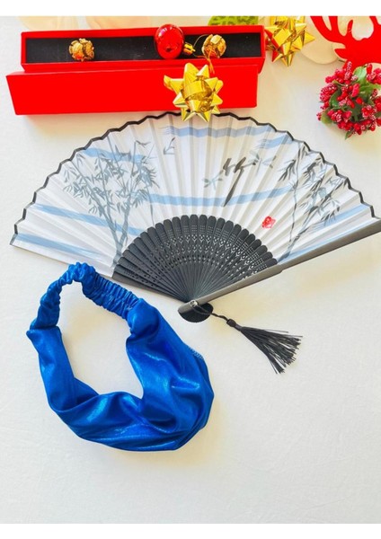 - Mavi Desenli Şık Yelpaze Parlak Paraşüt Bandana Özel Hediye Kutusu İle fiyatları