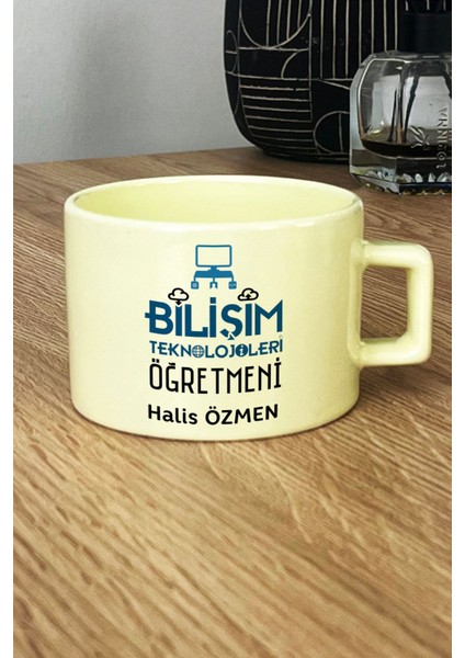 Kişiye Özel Bilişim Öğretmeni -2- Pastel Fincan Sarı Öğretmenler Günü Hediyesi fiyatları