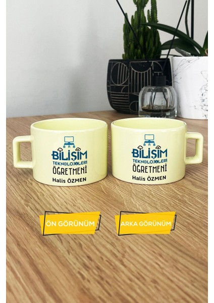 Kişiye Özel Bilişim Öğretmeni -2- Pastel Fincan Sarı Öğretmenler Günü Hediyesi modelleri