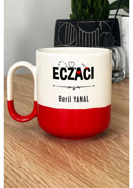 Kişiye Özel Eczacı Pro Kupa Bardak Kırmızı Tıp Bayramı Hediyesi