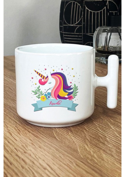 Kişiye Özel Unicorn Kupa Bardak T Kulplu Beyaz Kız Çocuğa Hediye fiyatları