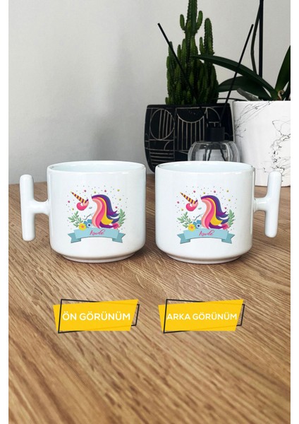 Kişiye Özel Unicorn Kupa Bardak T Kulplu Beyaz Kız Çocuğa Hediye modelleri