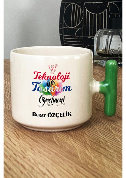 Kişiye Özel Teknoloji ve Tasarım Öğretmeni Kupa Bardak T Kulplu Yeşil fiyatları