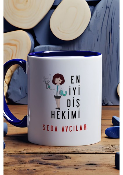 Kişiye Özel Kadın En Iyi Diş Hekimi Kupa Bardak Lacivert