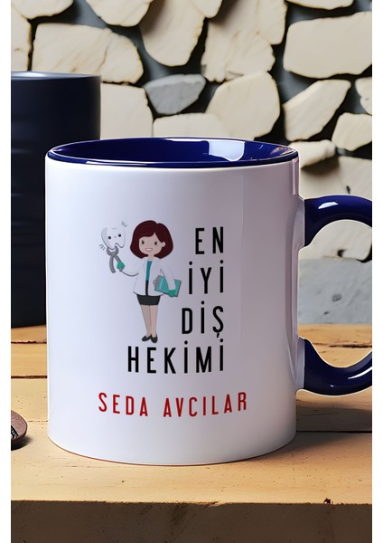 Kişiye Özel Kadın En Iyi Diş Hekimi Kupa Bardak Lacivert fiyatları