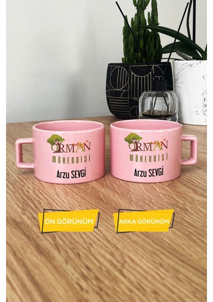 Kişiye Özel Orman Mühendisi Pastel Fincan Pembe Mühendisler Günü Hediyesi modelleri