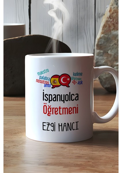 Kişiye Özel Ispanyolca Öğretmeni -2- Kupa Bardak Beyaz Öğretmenler Günü Hediyesi modelleri