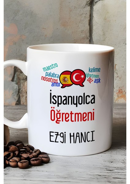 Kişiye Özel Ispanyolca Öğretmeni -2- Kupa Bardak Beyaz Öğretmenler Günü Hediyesi fırsatları