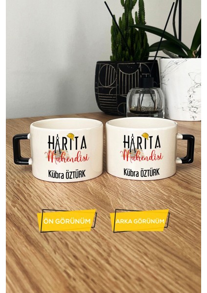Kişiye Özel Harita Mühendisi Lüks Fincan Siyah Mühendisler Günü Hediyesi modelleri