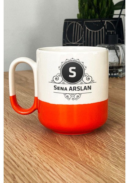 Kişiye Özel Baş Harf Isim Soyisim Yazılı Pro Kupa Bardak Turuncu Doğum Günü Hediyesi