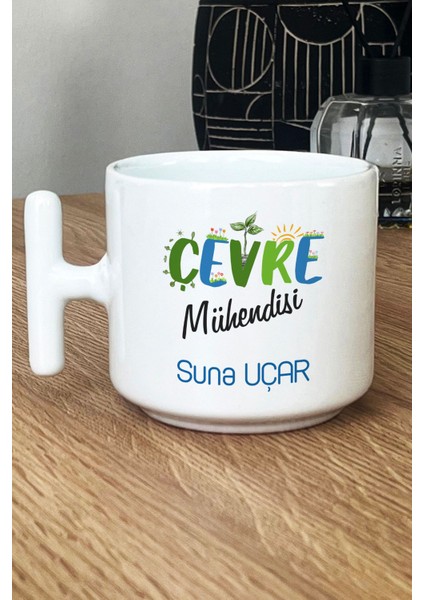 Kişiye Özel Çevre Mühendisi Kupa Bardak T Kulplu Beyaz Mühendisler Günü Hediyesi