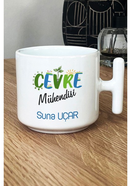 Kişiye Özel Çevre Mühendisi Kupa Bardak T Kulplu Beyaz Mühendisler Günü Hediyesi
