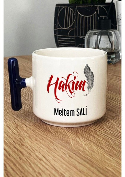 Kişiye Özel Hakim Kupa Bardak T Kulplu Lacivert