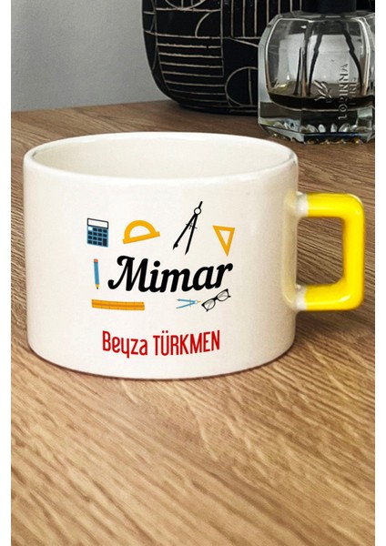 Kişiye Özel Mimar Lüks Fincan Sarı Mimarlar Günü Hediyesi fiyatları