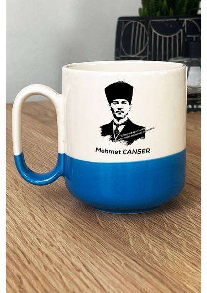 Kişiye Özel Atatürk Asil Kan Pro Kupa Bardak Mavi Öğretmenler Günü Hediyesi