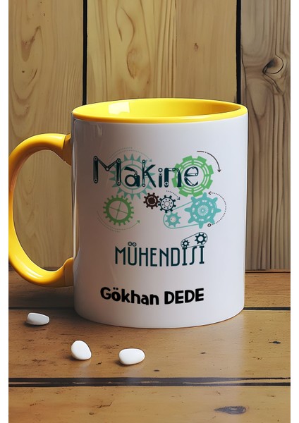 Kişiye Özel Makine Mühendisi Kupa Bardak Sarı Mühendisler Günü Hediyesi