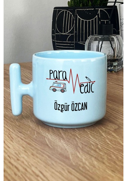 Kişiye Özel Paramedik Pastel T Kulplu Kupa Bardak Mavi Isme Özel Tıp Bayramı Hediyeleri