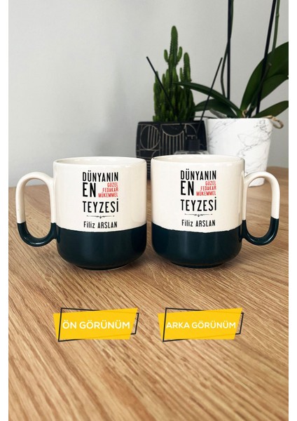 Kişiye Özel Teyzeye Hediye Pro Kupa Bardak Siyah Teyzeye Doğum Günü Hediyesi modelleri