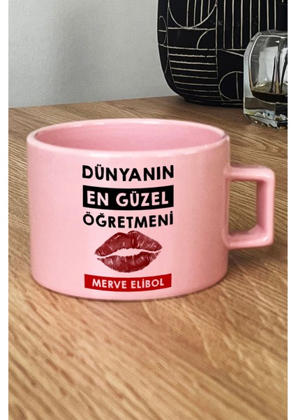 Kişiye Özel Dünyanın En Güzel Öğretmeni Pastel Fincan Pembe Öğretmenler Günü Hediyesi fiyatları