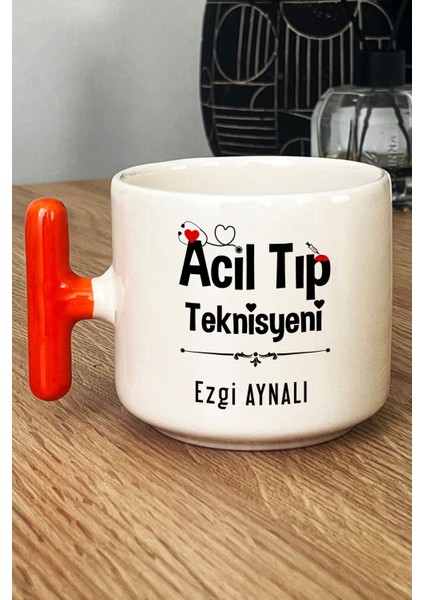 Kişiye Özel Acil Tıp Teknisyeni Kupa Bardak T Kulplu Turuncu Att Tıp Bayramı Hediyesi