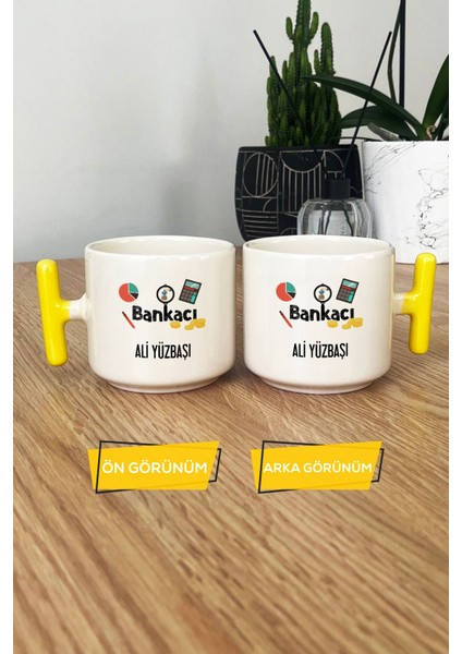 Kişiye Özel Bankacılar Günü Hediyesi Kupa Bardak T Kulplu Sarı Bankacı modelleri