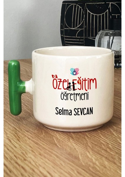 Kişiye Özel Özel Eğitim Öğretmeni -2- Kupa Bardak T Kulplu Yeşil