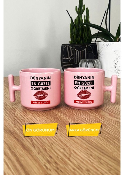 Kişiye Özel Dünyanın En Güzel Öğretmeni Pastel T Kulplu Kupa Bardak Pembe Öğretmenler Günü Hediyesi modelleri