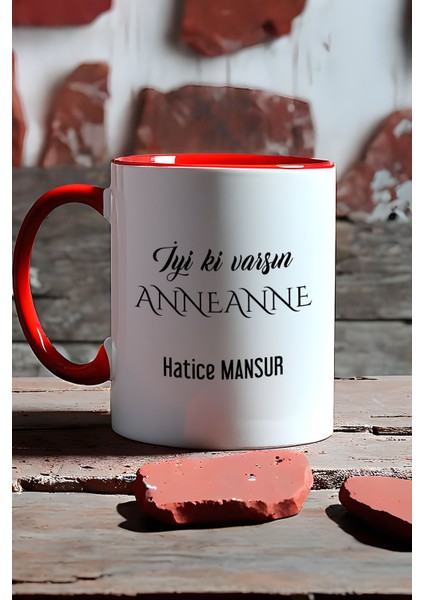 Kişiye Özel Iyi Ki Varsın Anneanne Kupa Bardak Kırmızı Anneler Günü Hediyesi fırsatları